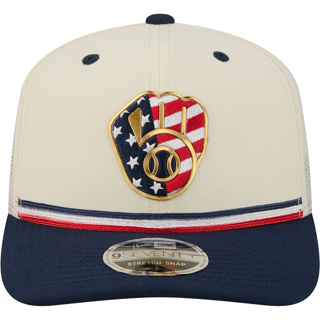 MLB Milwaukee Brewers New Era 2026 4th of July 9SEVENTY Stretch Snapback Hat - Cream
