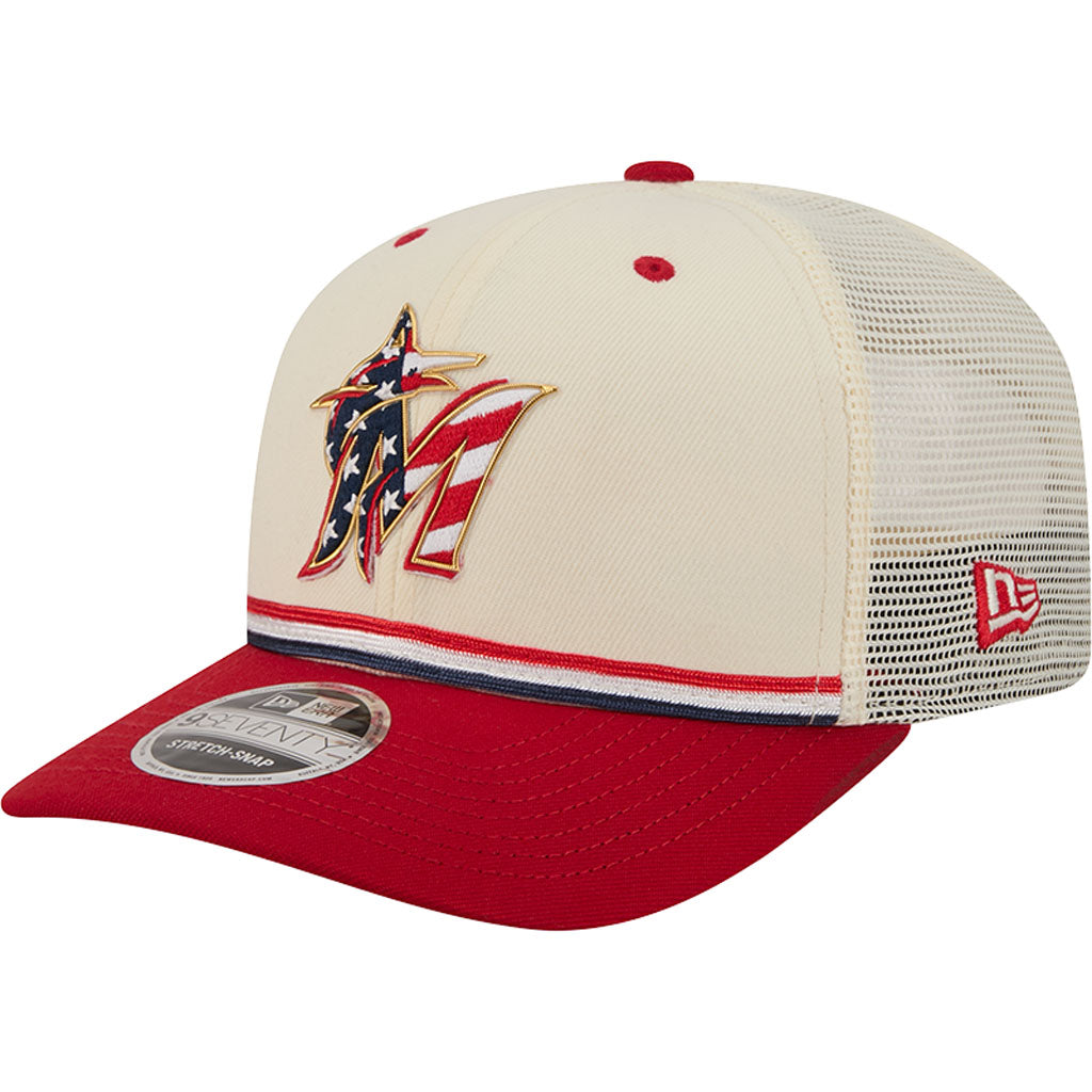 MLB Miami Marlins New Era 2026 4th of July 9SEVENTY Stretch Snapback Hat - Cream