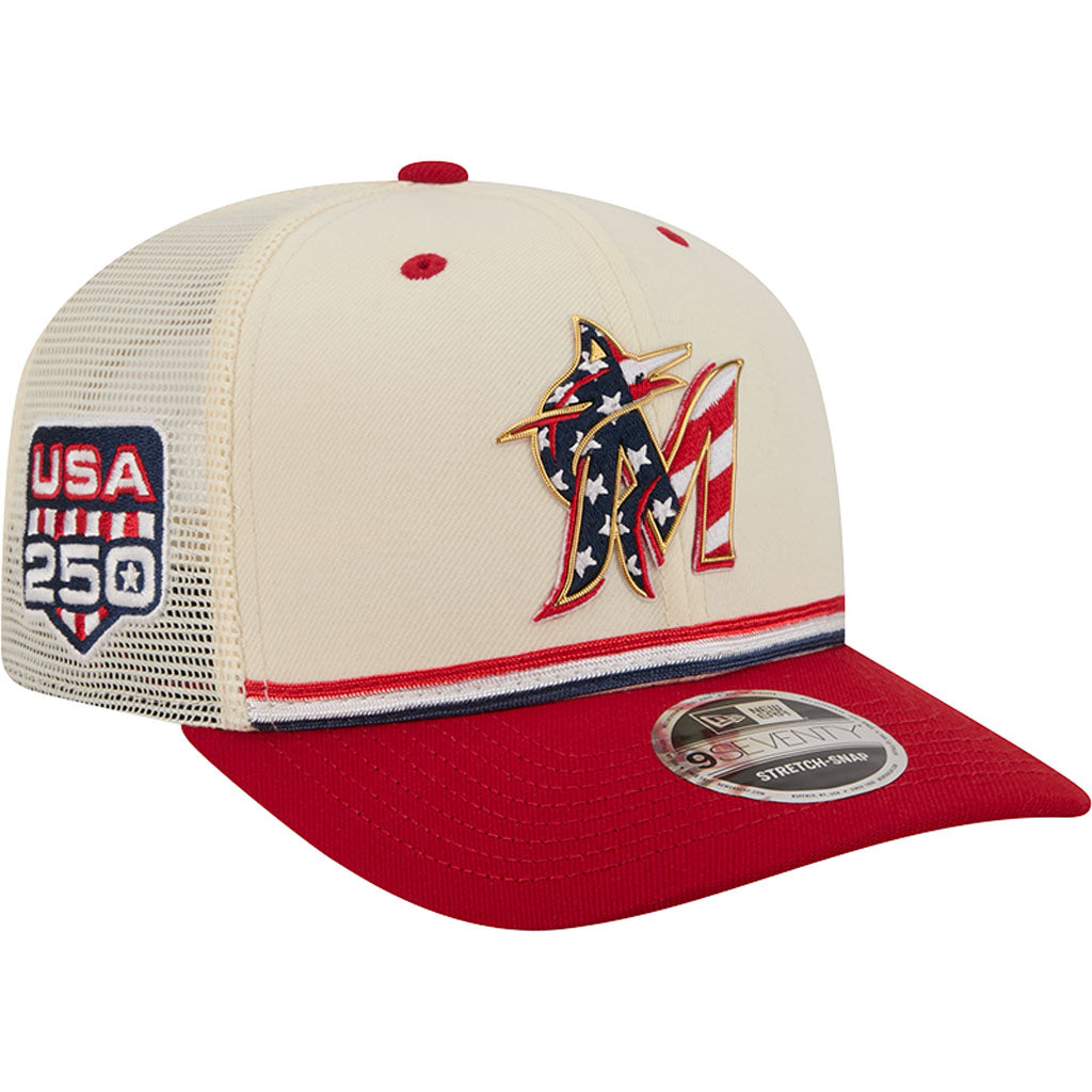 MLB Miami Marlins New Era 2026 4th of July 9SEVENTY Stretch Snapback Hat - Cream