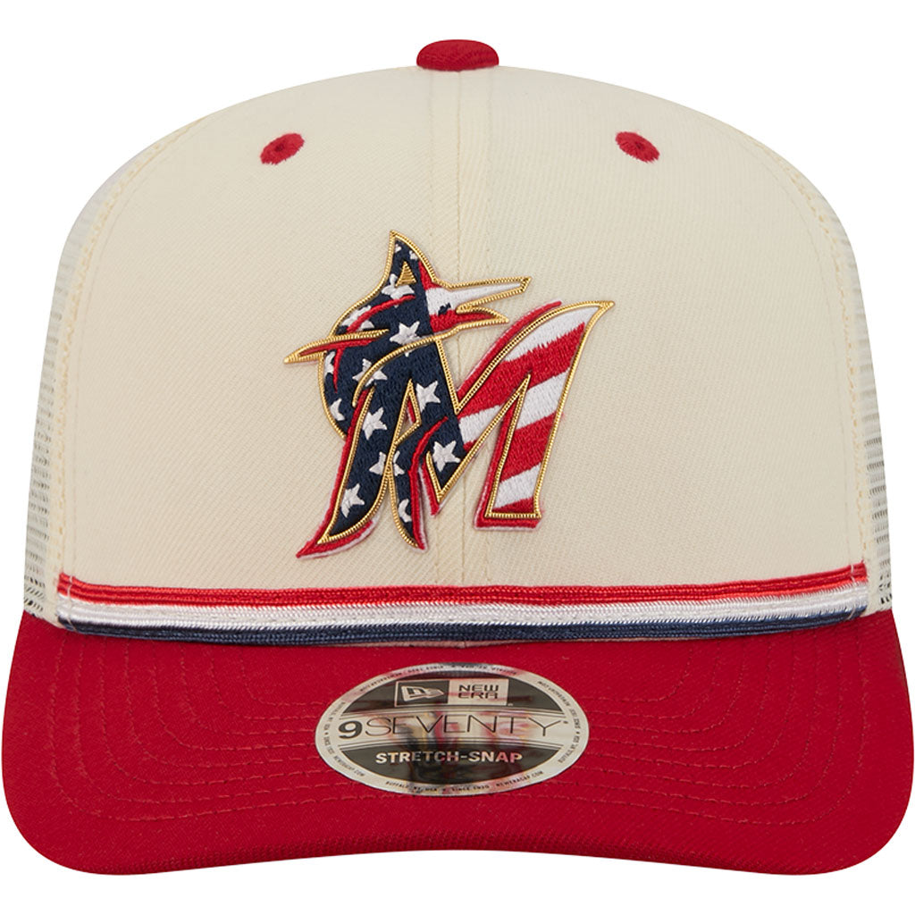 MLB Miami Marlins New Era 2026 4th of July 9SEVENTY Stretch Snapback Hat - Cream