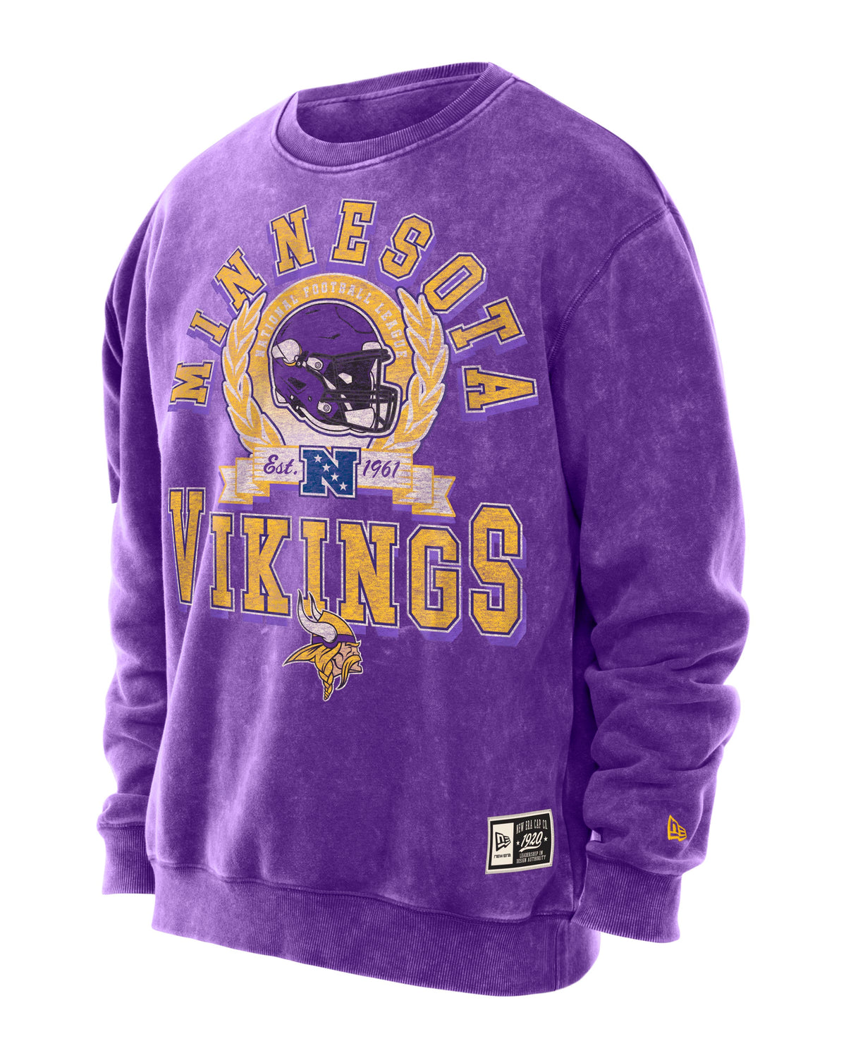 NFL Minnesota Vikings New Era Washed Crewneck Sweater- Purple