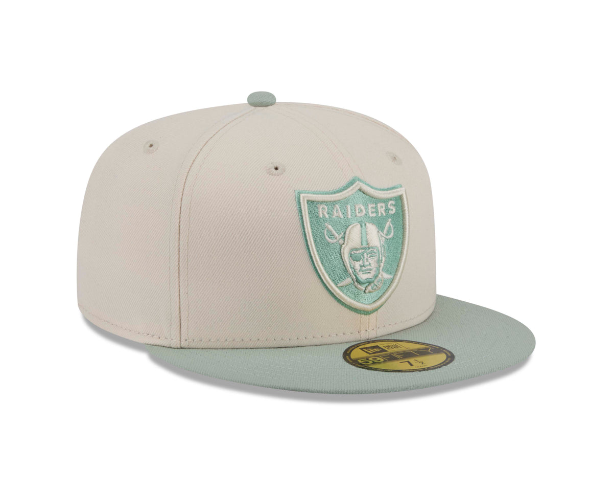 NFL Las Vegas Raiders New Era Two-Tone Sea Glass 59FIFTY Fitted Hat- Light Cream