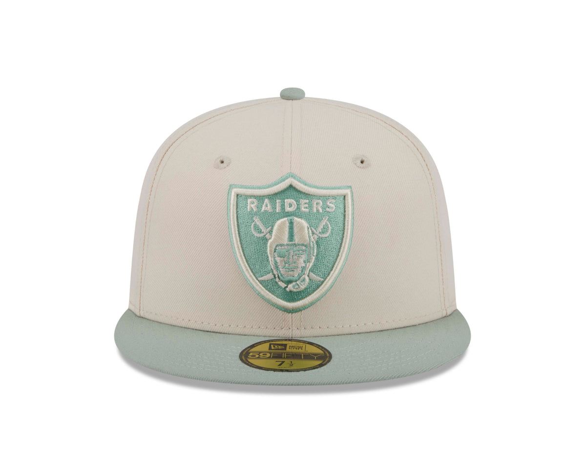 NFL Las Vegas Raiders New Era Two-Tone Sea Glass 59FIFTY Fitted Hat- Light Cream