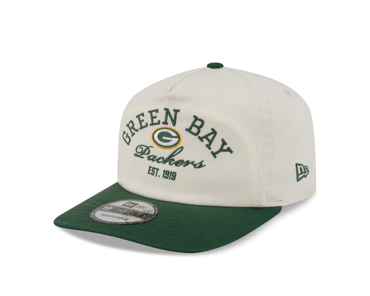 NFL Green Bay Packers New Era Stacked 19TWENTY Snapback Hat- Cream