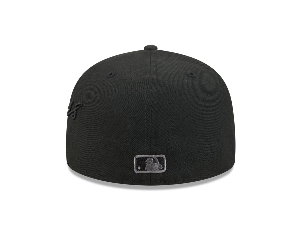 MLB Los Angeles Dodgers New Era Black on Black Side Script 59FIFTY Fitted Hat- Black