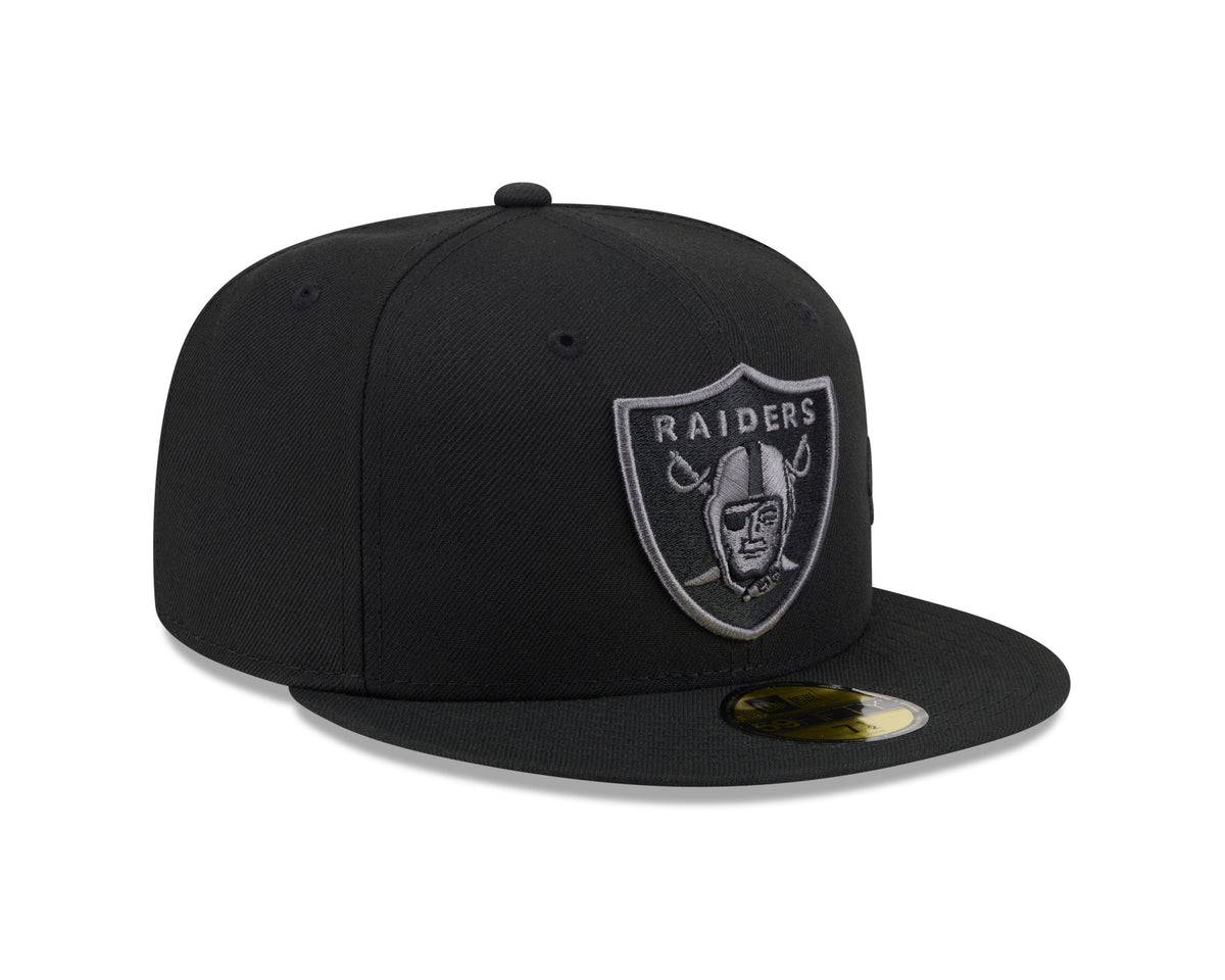 NFL Las Vegas Raiders New Era Black on Black Side Script 59FIFTY Fitted Hat- Black
