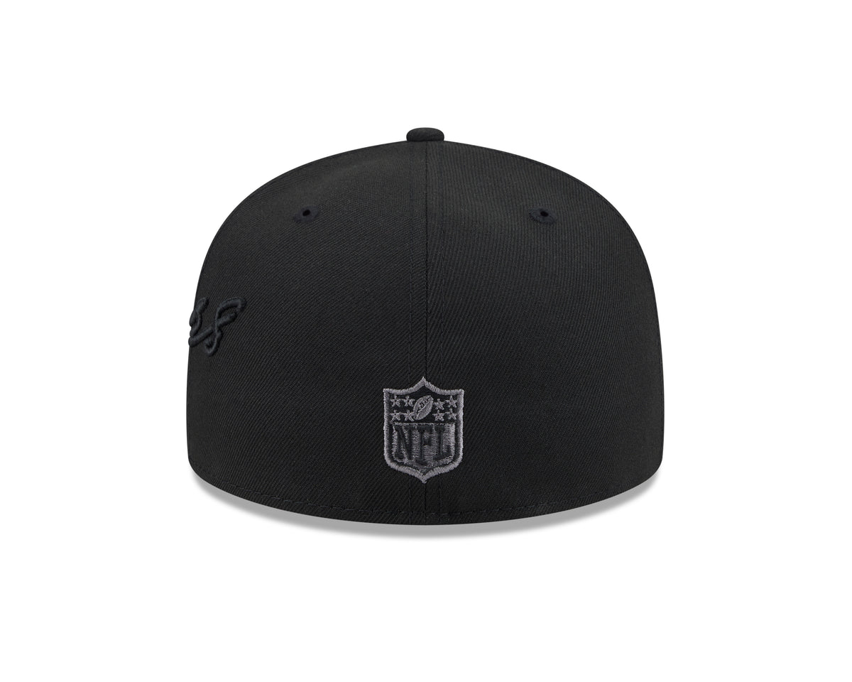 NFL Las Vegas Raiders New Era Black on Black Side Script 59FIFTY Fitted Hat- Black