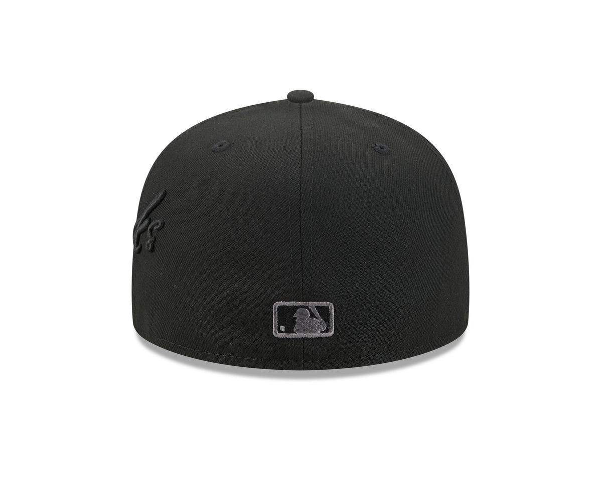 MLB Arizona Diamondbacks New Era Black on Black Side Script 59FIFTY Fitted Hat- Black