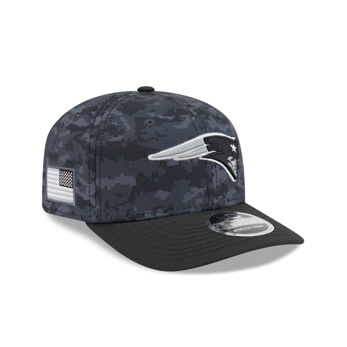 NFL New England Patriots New Era 2026 Salute to Service 9SEVENTY Stretch-Snap Hat- Black