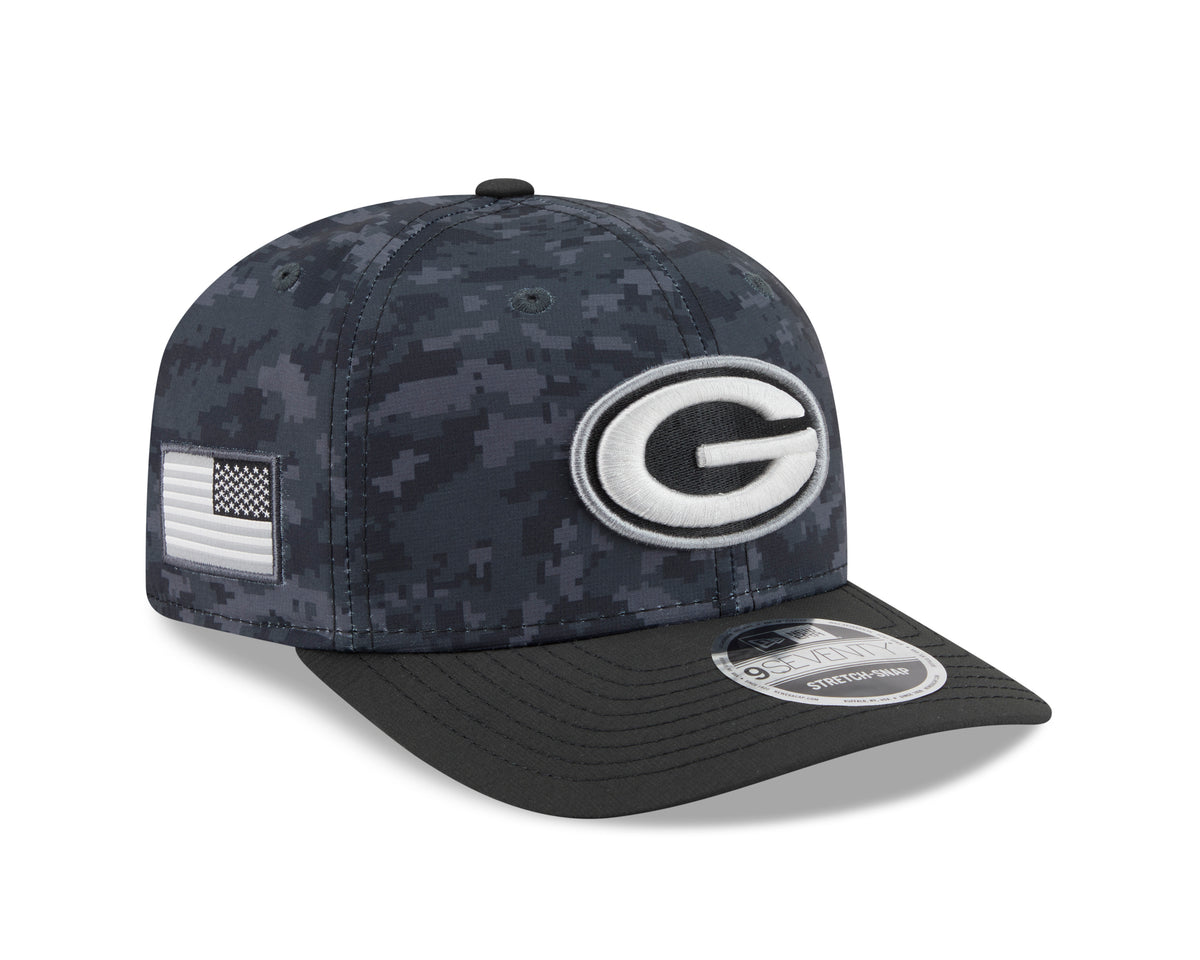 NFL Green Bay Packers New Era 2026 Salute to Service 9SEVENTY Stretch-Snap Hat- Black