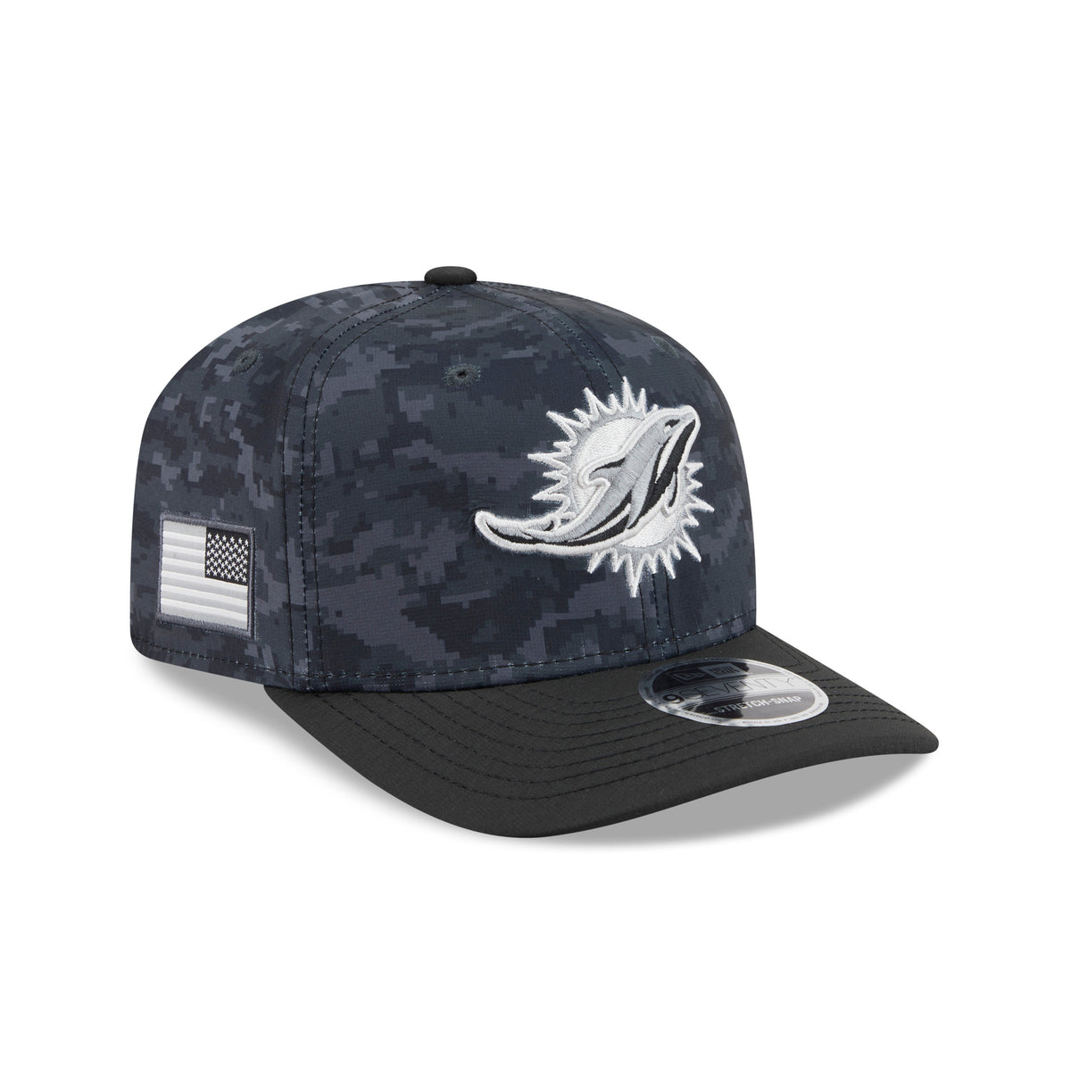 NFL Miami Dolphins New Era 2026 Salute to Service 9SEVENTY Stretch-Snap Hat- Black