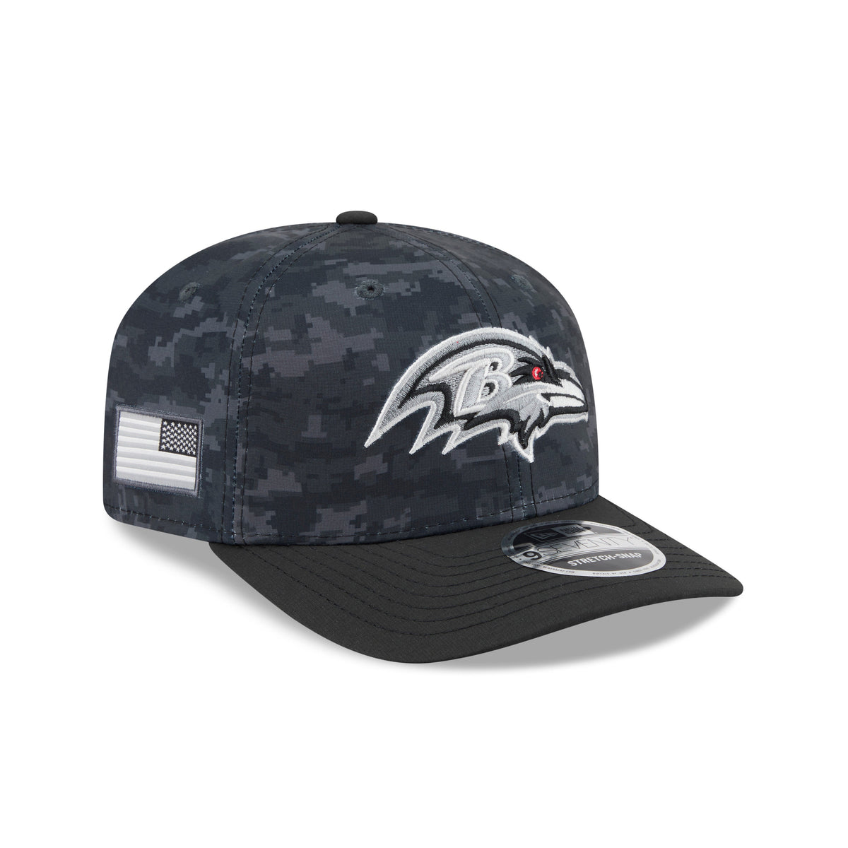 NFL Baltimore Ravens New Era 2026 Salute to Service 9SEVENTY Stretch-Snap Hat- Black