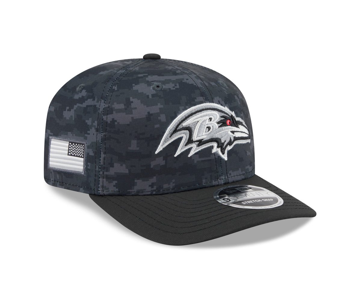 NFL Baltimore Ravens New Era 2026 Salute to Service 9SEVENTY Stretch-Snap Hat- Black