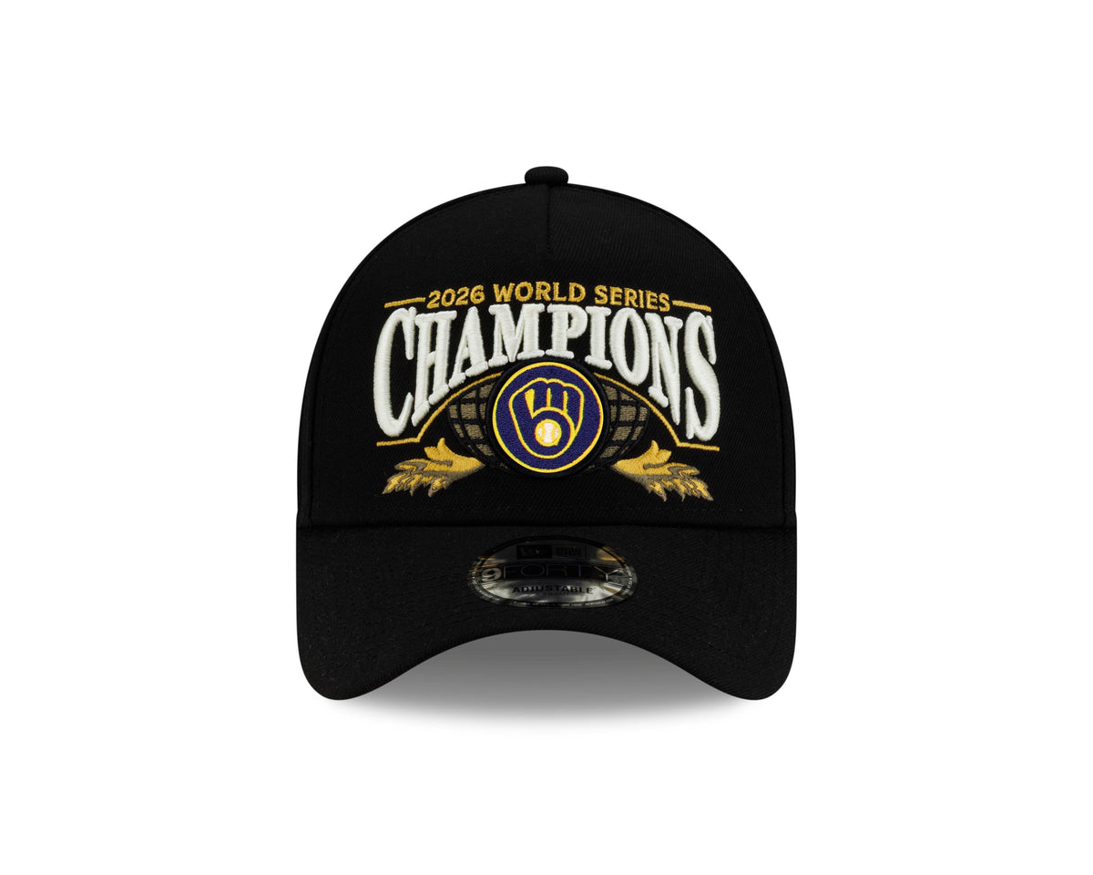 MLB Milwaukee Brewers New Era World Series 2026 Champs Locker Room 9FORTY A-Frame Snapback Hat- Black