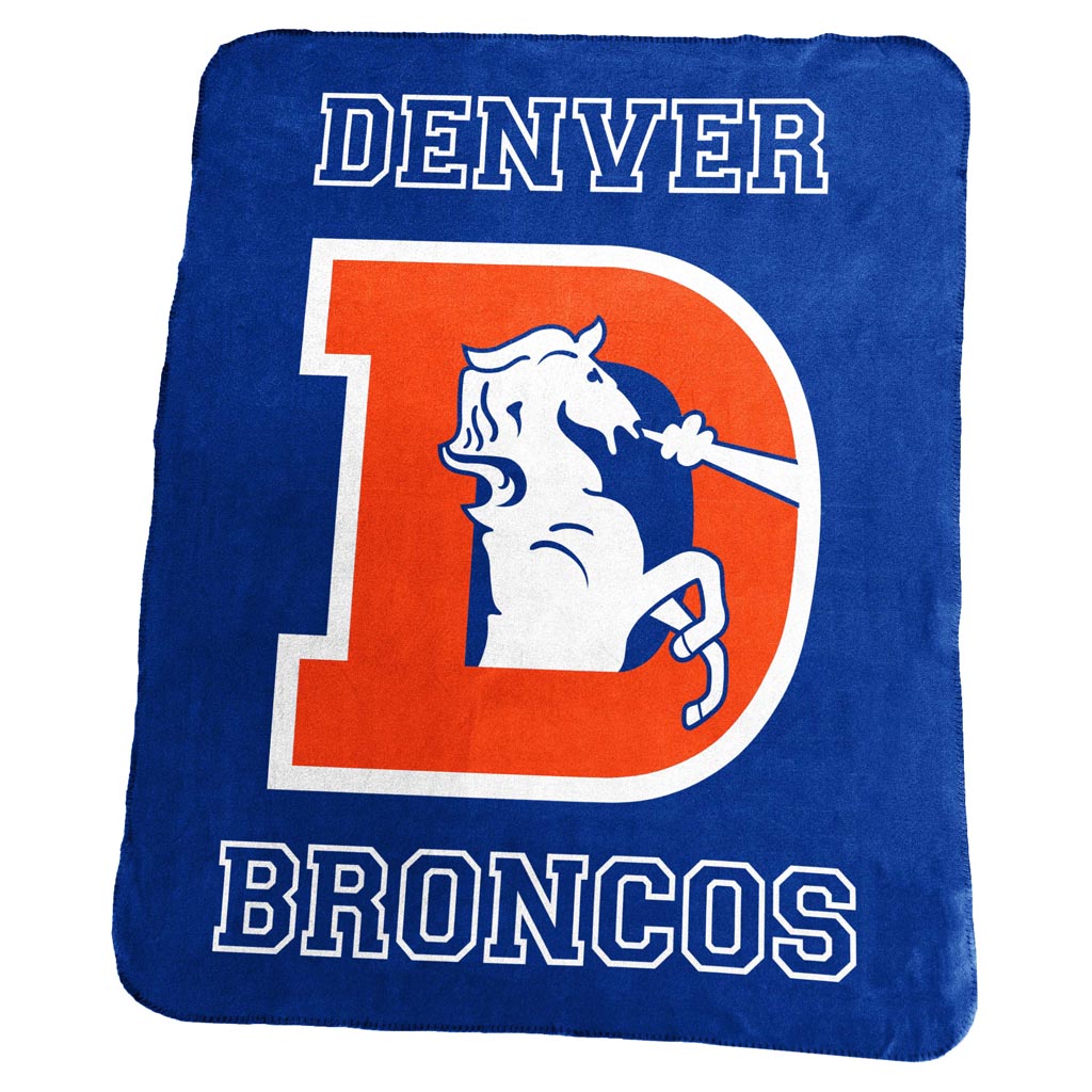NFL Denver Broncos Logo Brands 50" x 60" Throwback Classic Blanket - Blue