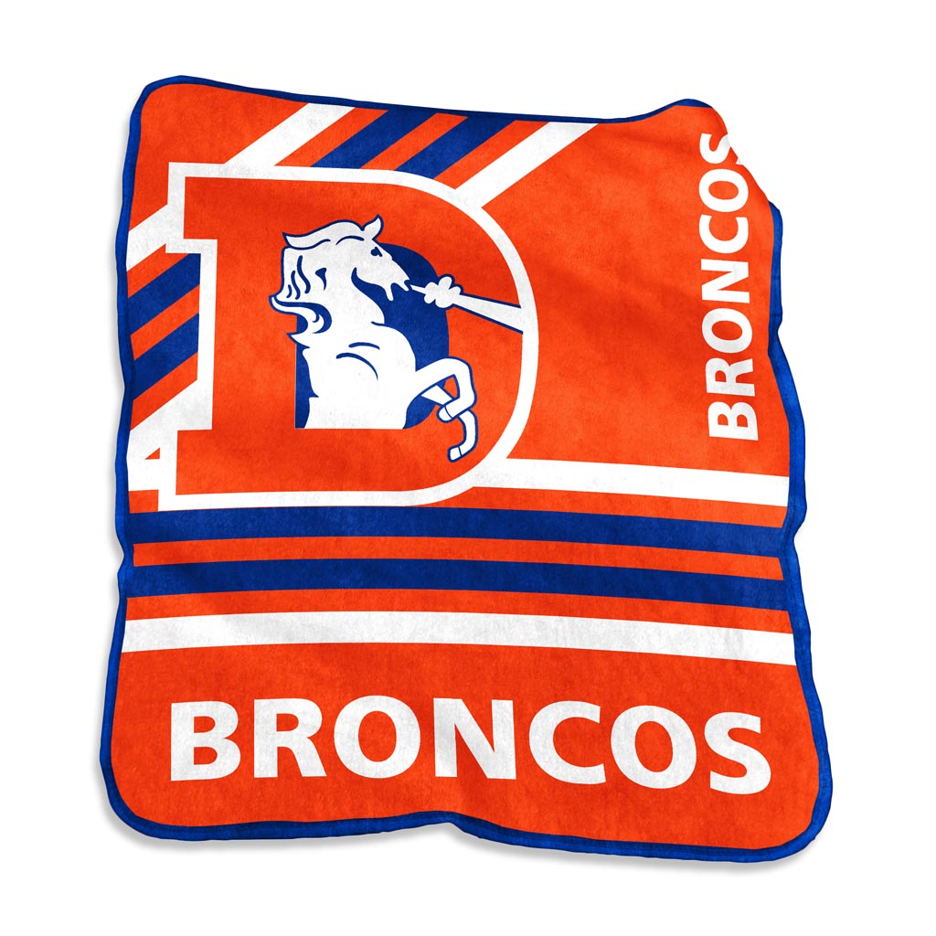 NFL Denver Broncos Logo Brands Throwback 50" x 60" Raschel Blanket - Blue