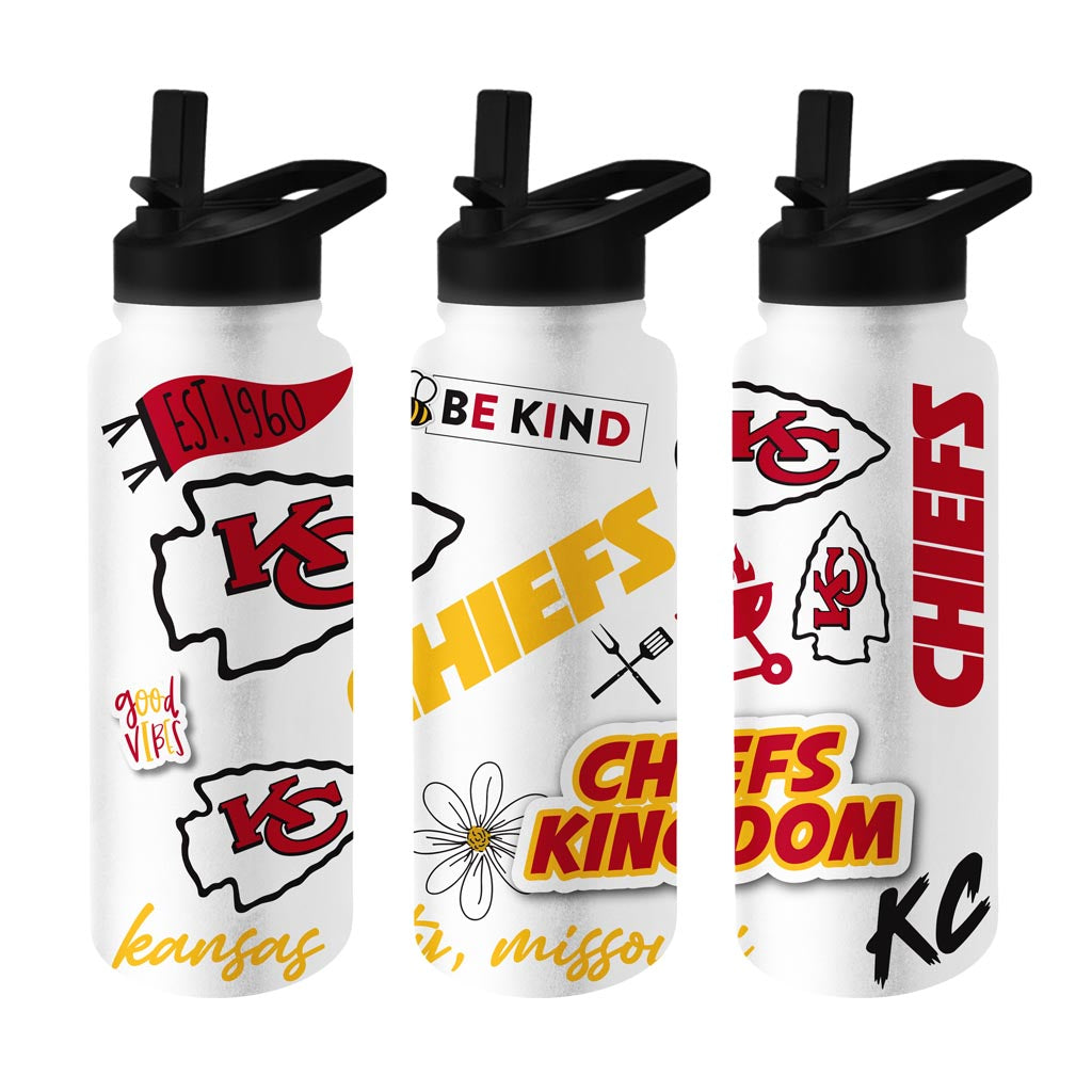 NFL Kansas City Chiefs Logo Brands 34oz Native Quencher Bottle - White