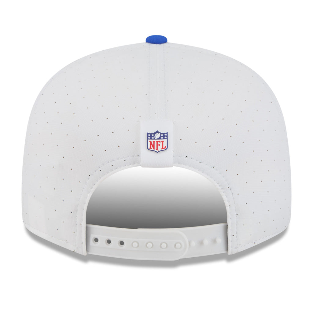 NFL Los Angeles Rams New Era 2025 Training 9FIFTY Split Panel Snapback Hat - White
