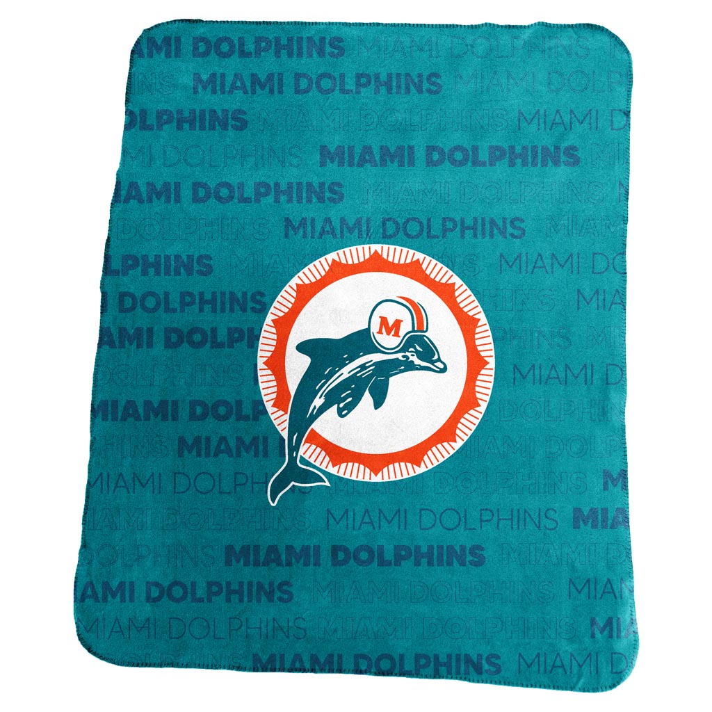 NFL Miami Dolphins Logo Brands 50" x 60" Throwback Classic Blanket - Teal