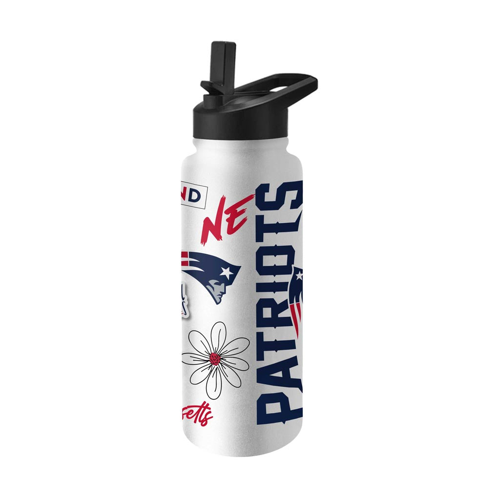 NFL New England Patriots Logo Brands 34oz Native Quencher Bottle - White