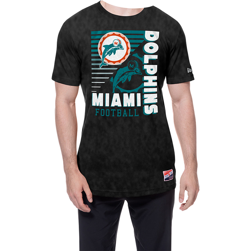 NFL Miami Dolphins New Era Throwback Wash T-Shirt - Black