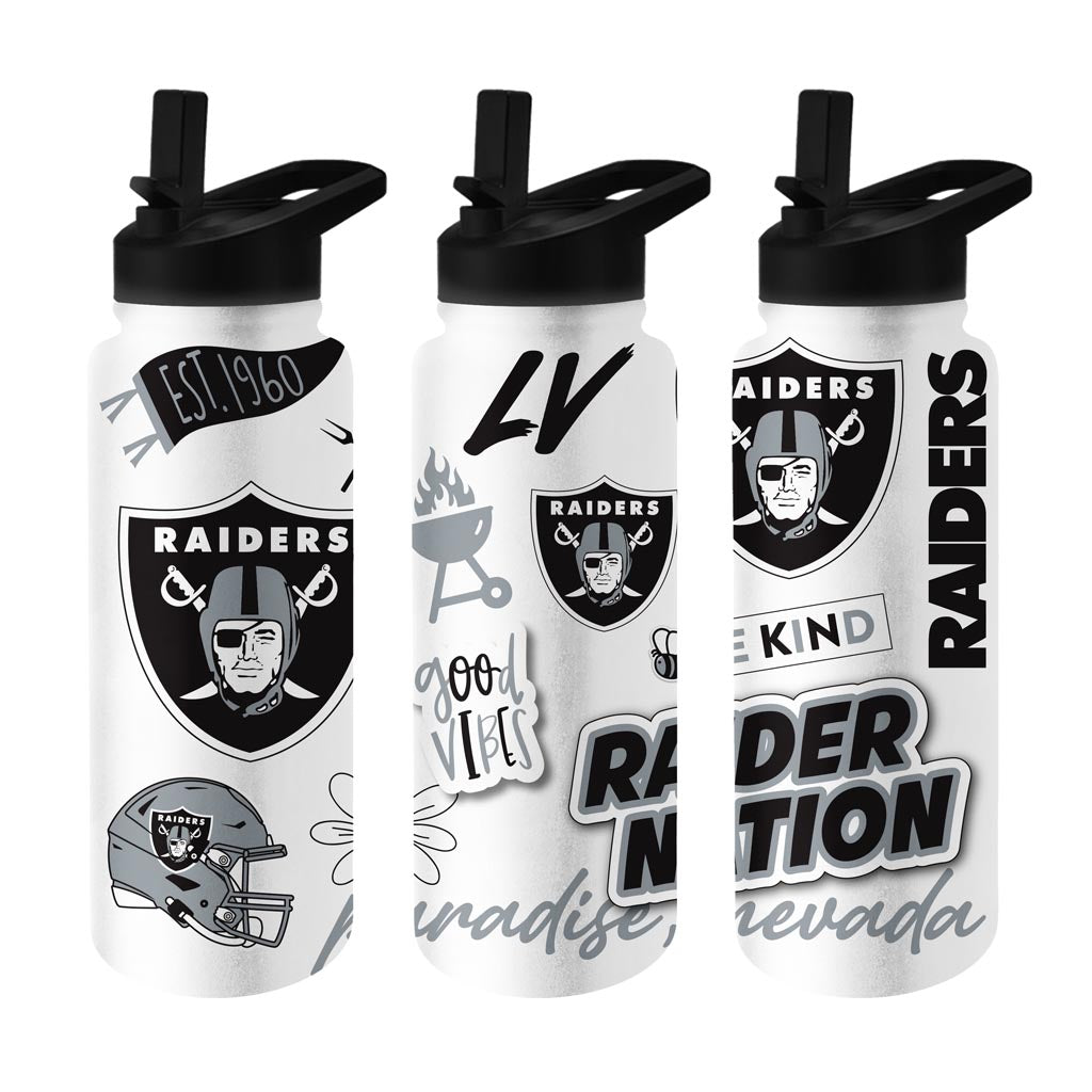 NFL Las Vegas Raiders Logo Brands 34oz Native Quencher Bottle - White