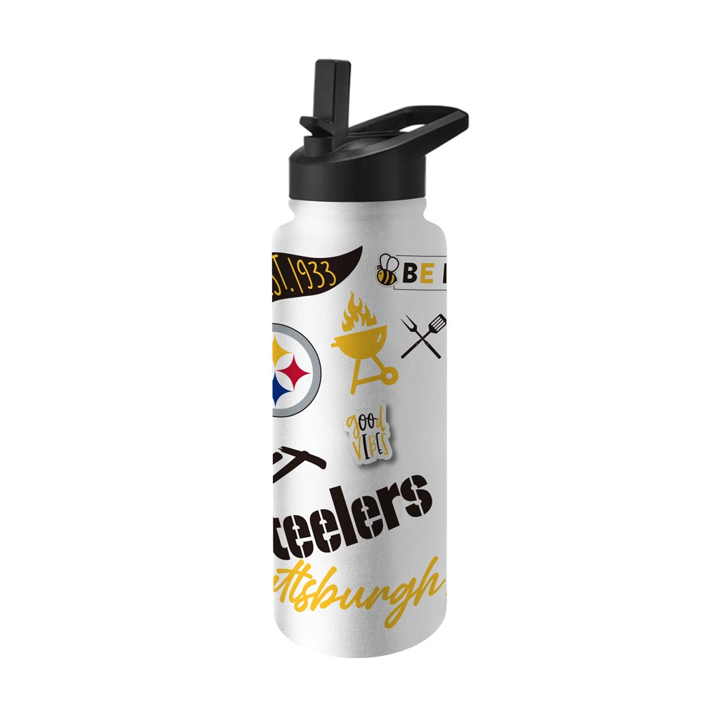 NFL Pittsburgh Steelers Logo Brands 34oz Native Quencher Bottle - White