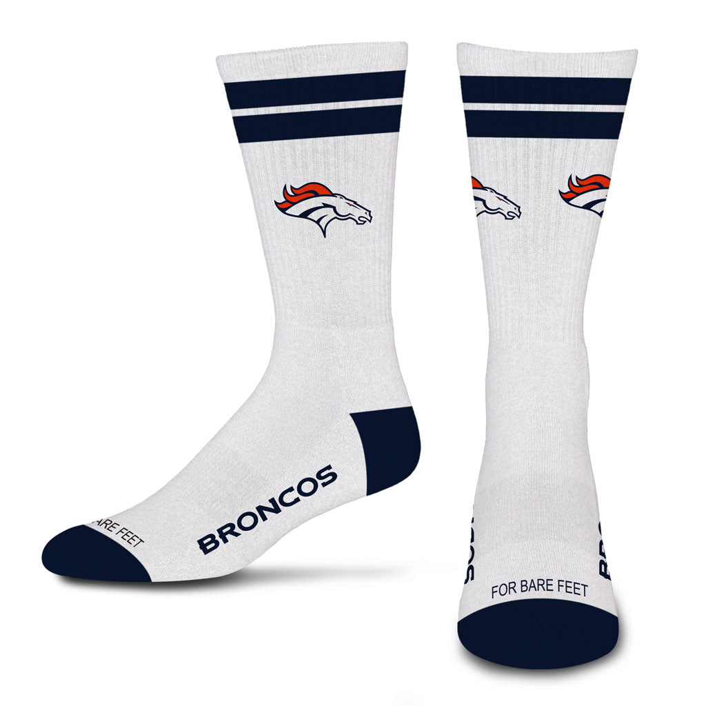 NFL Denver Broncos For Bare Feet White Stripes Socks - White