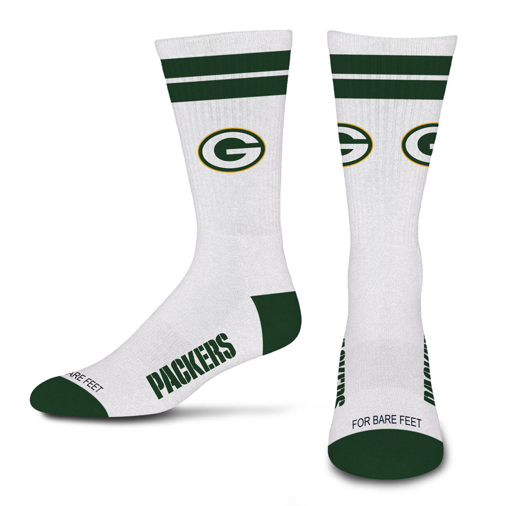 NFL Green Bay Packers For Bare Feet White Stripes Socks - White