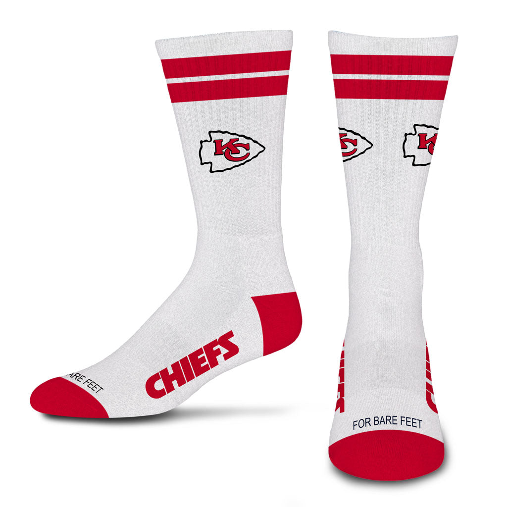 NFL Kansas City Chiefs For Bare Feet White Stripes Socks - White