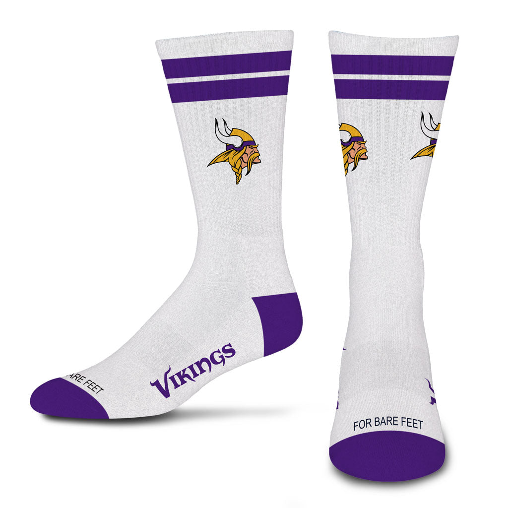 NFL Minnesota Vikings For Bare Feet White Stripes Socks - White