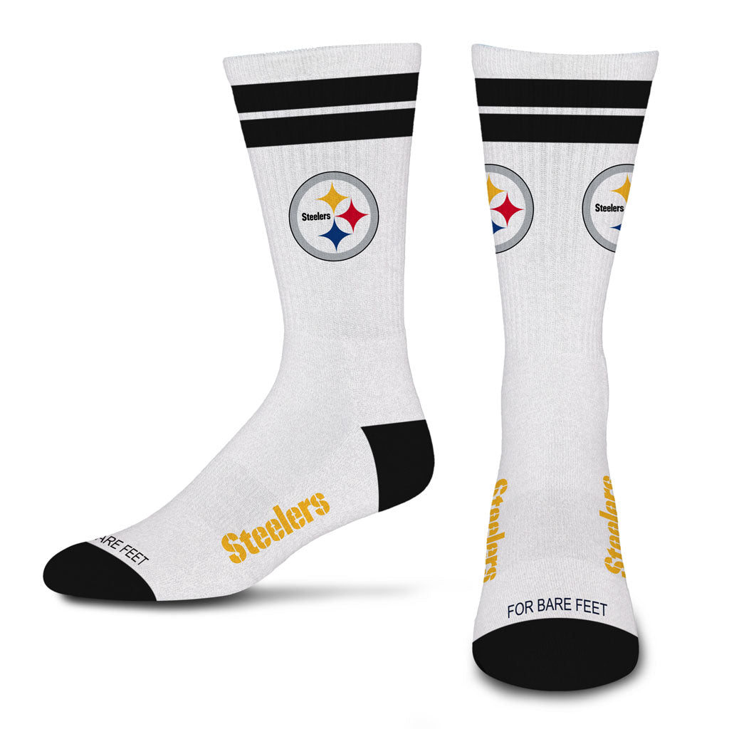 NFL Pittsburgh Steelers For Bare Feet White Stripes Socks - White