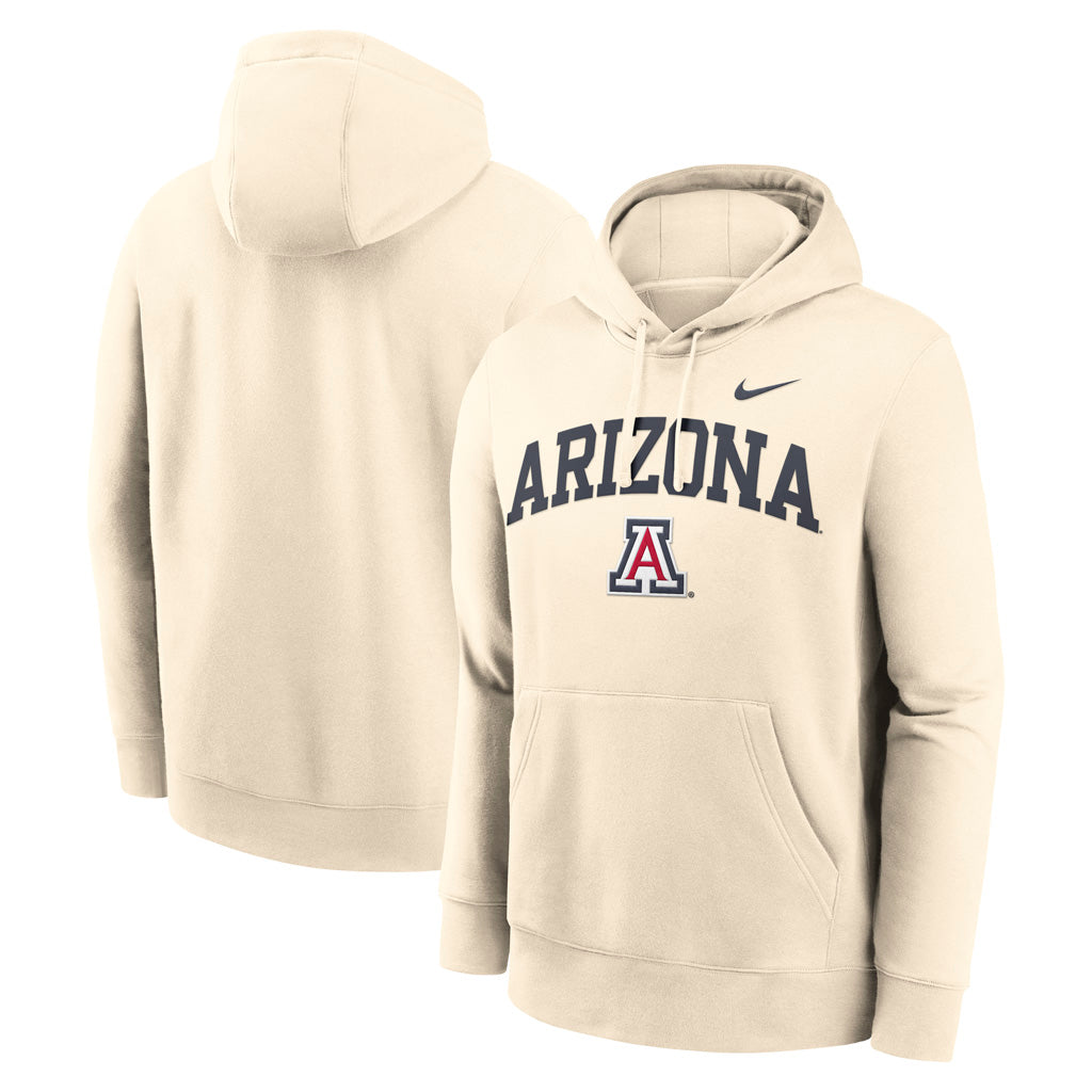 NCAA Arizona Wildcats Nike Arch Wordmark Fleece Hoodie - Natural