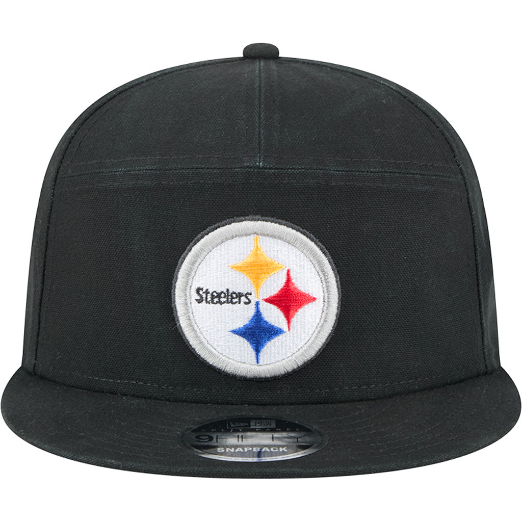NFL Pittsburgh Steelers Cotton Canvas 9FIFTY Split Panel Snapback Hat - Black