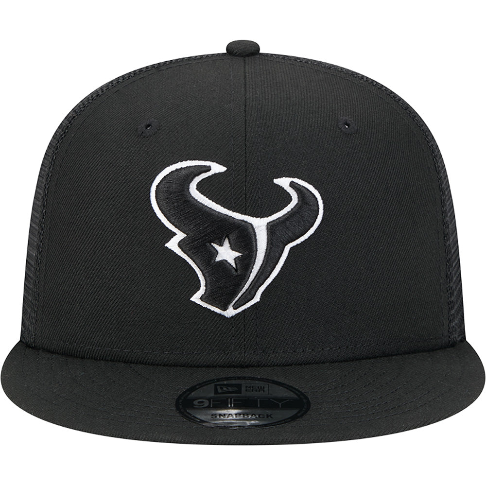 NFL Houston Texans New Era Black & White 9FIFTY Snapback Trucker Hat - Black