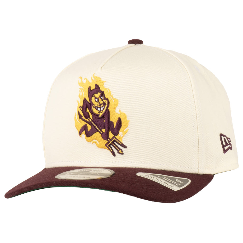 NCAA Arizona State Sun Devils New Era Sparky Two-Tone TC 9FIFTY A-Frame Snapback Hat - Cream