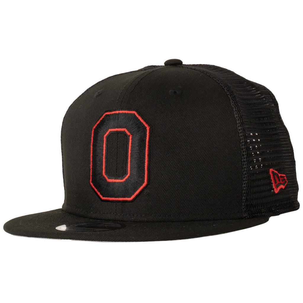 NCAA Ohio State Buckeyes New Era Shadowline 9FIFTY Snapback Trucker Hat - Black