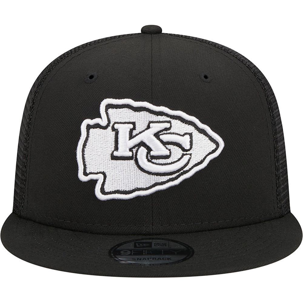 NFL Kansas City Chiefs New Era Black & White Trucker 9FIFTY Snapback Hat - Black