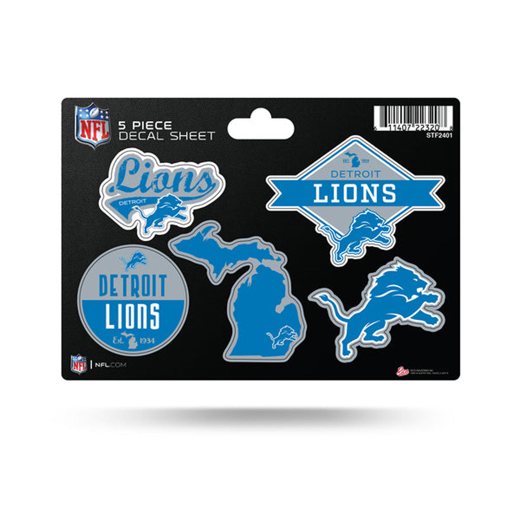 NFL Detroit Lions Rico 5-Pack Decal Sheet