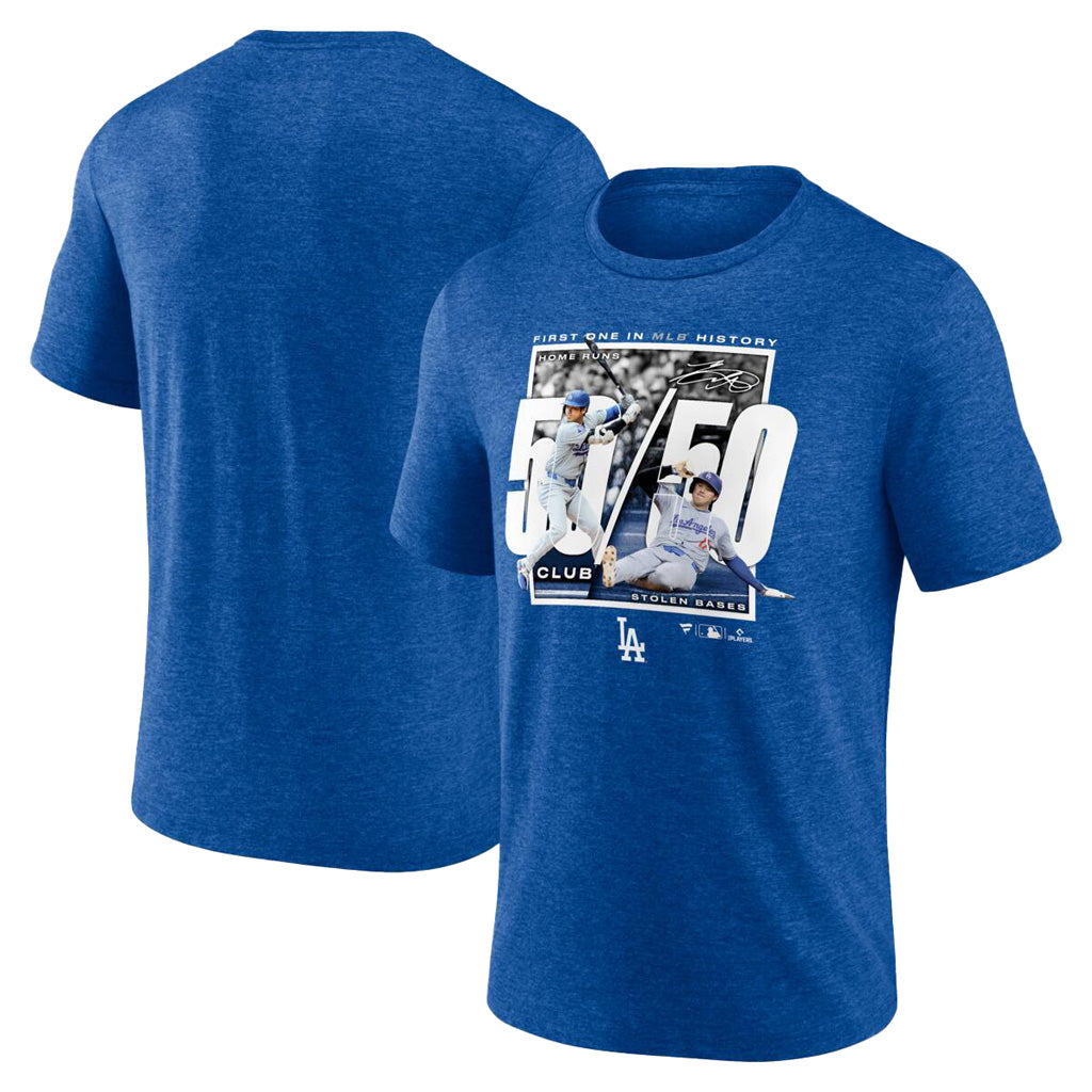 MLB Los Angeles Dodgers Fanatics Shohei Ohtani 50/50 Tri-Blend T-Shirt - Blue