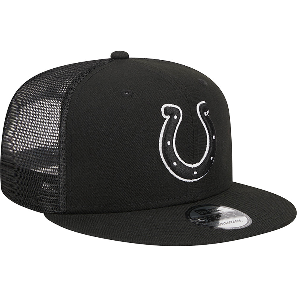 NFL Indianapolis Colts New Era Black & White Trucker 9FIFTY Snapback Hat - Black