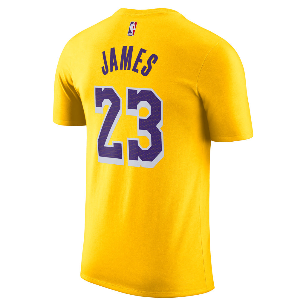 NBA Los Angeles Lakers Lebron James Nike Icon Name & Number T-Shirt - Gold