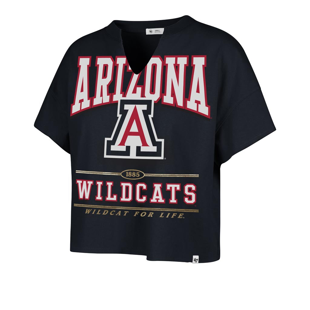 NCAA Arizona Wildcats Women's '47 Elation Oversized Notch Neck T-Shirt - Navy