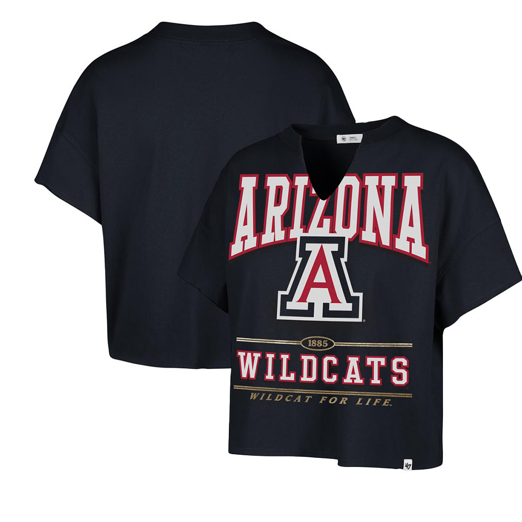 NCAA Arizona Wildcats Women's '47 Elation Oversized Notch Neck T-Shirt - Navy