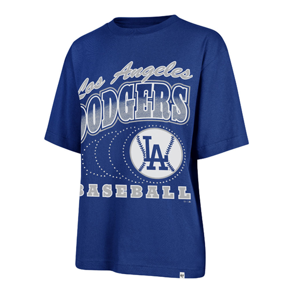 MLB Los Angeles Dodgers Women's '47 Shimmer Shot Foundation T-Shirt - Blue