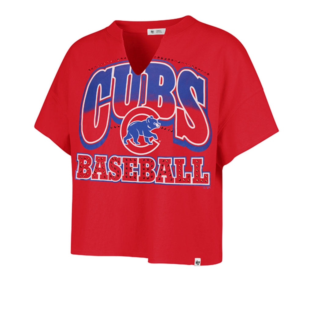 MLB Chicago Cubs Women's '47 Win Big Notch Crop Top T-Shirt - Red