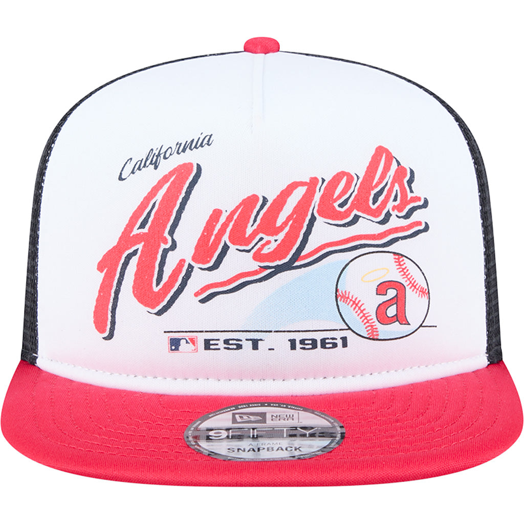 MLB Los Angeles Angels New Era Retro Script 9FIFTY A-Frame Snapback Hat - White