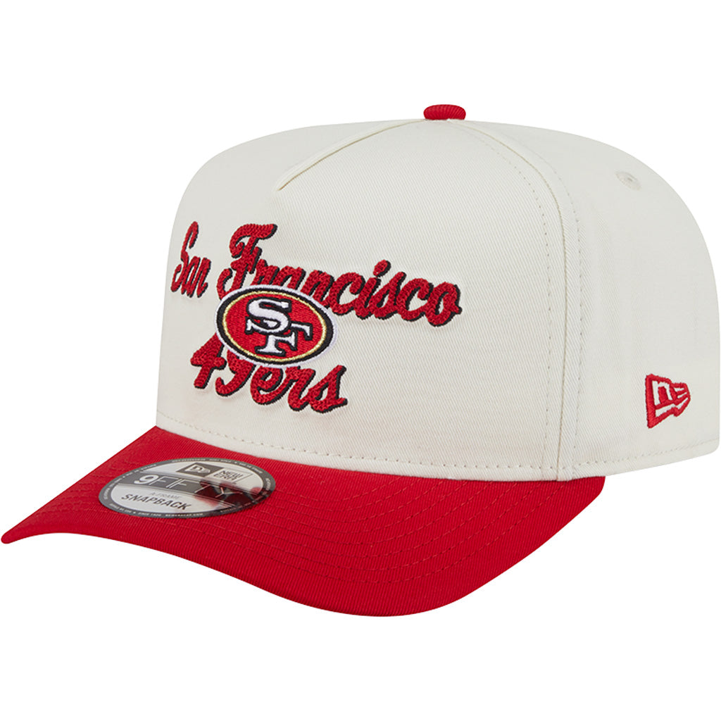 NFL San Francisco 49ers New Era Chainstitch Two-Tone 9FIFTY A-Frame Snapback Hat - Cream