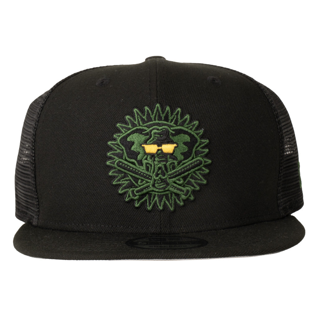 MLB Oakland Athletics New Era Shadowline 9FIFTY Snapback Trucker Hat - Black