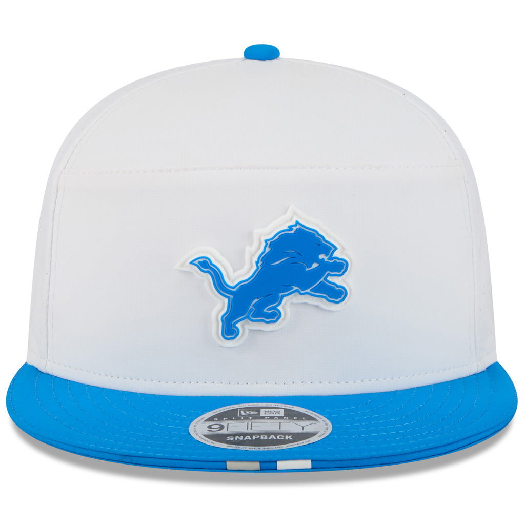 NFL Detroit Lions New Era 2025 Training 9FIFTY Split Panel Snapback Hat - White